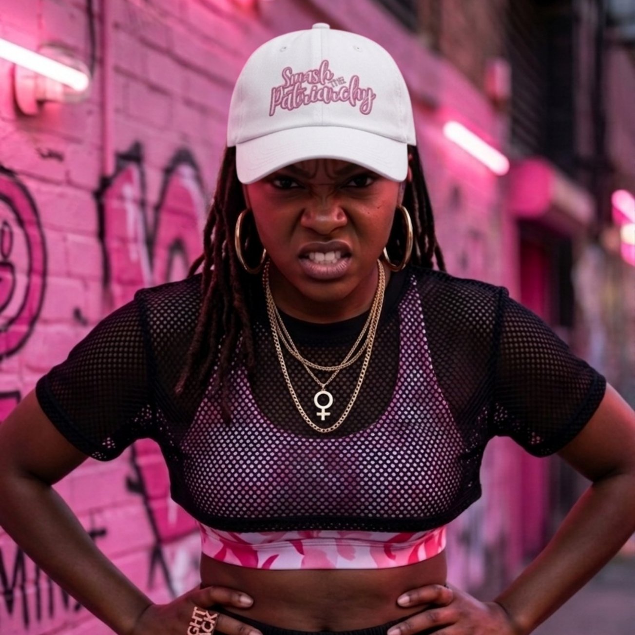 Smash the Patriarchy Cap – Bestickt in Pink | Statement Headwear