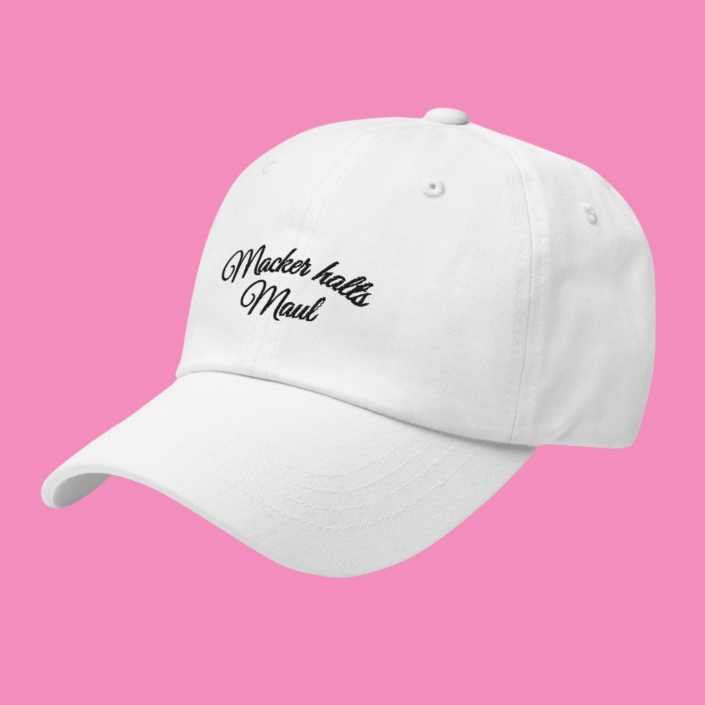 Macker halts Maul Cap in Rosa – bestickte feministische Baseball Cap, Bling Bling Feministas