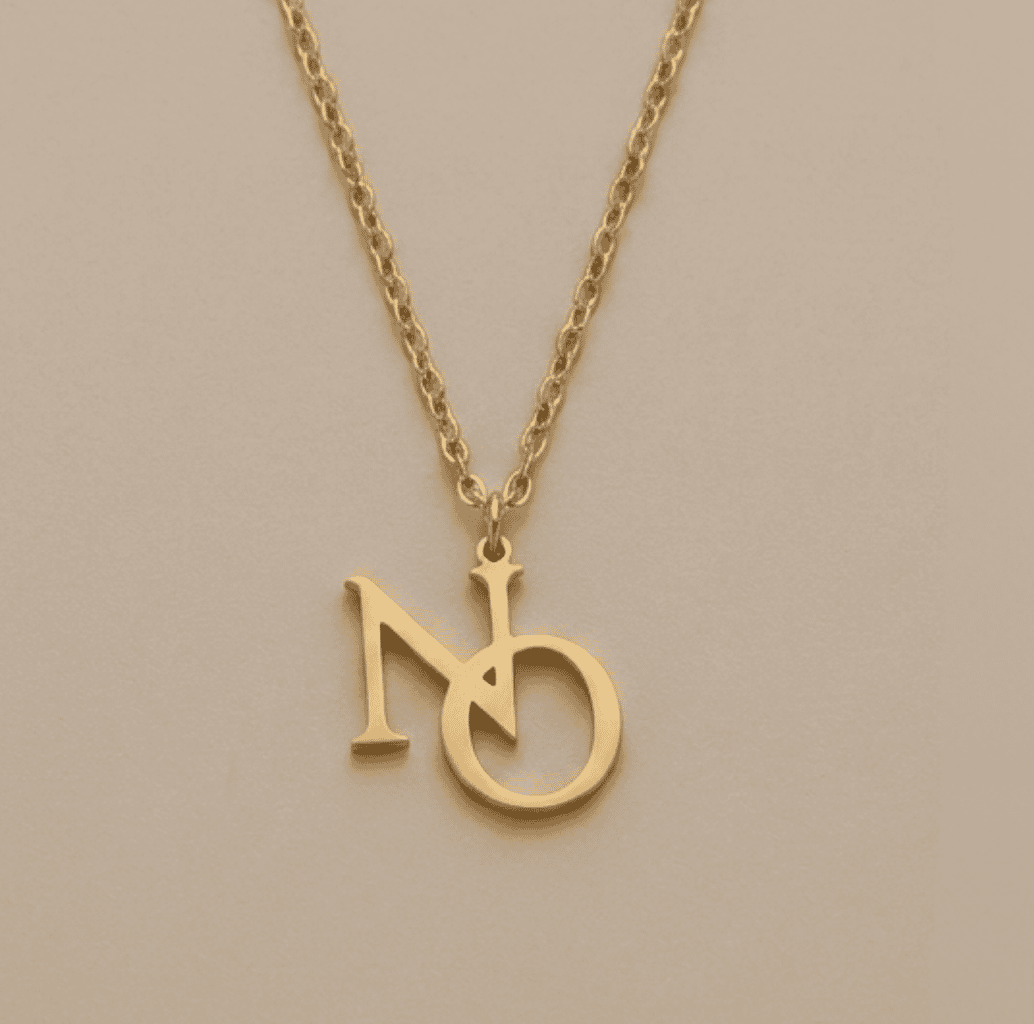  NO NO NO Kette in Silber und Gold– feministische Edelstahlhalskette 40cm