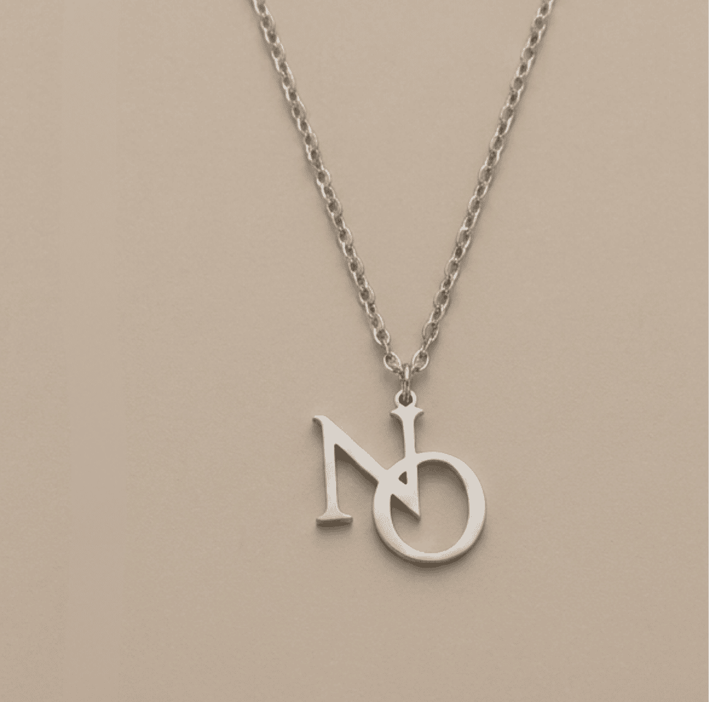  NO NO NO Kette in Silber und Gold– feministische Edelstahlhalskette 40cm