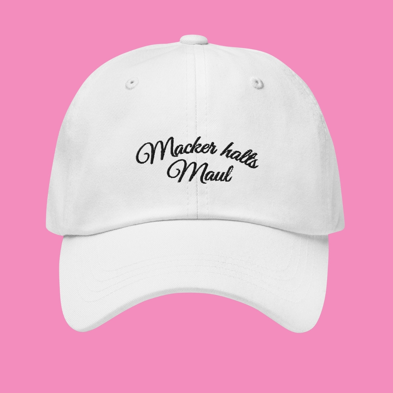 Macker halts Maul Cap in Rosa – bestickte feministische Baseball Cap, Bling Bling Feministas