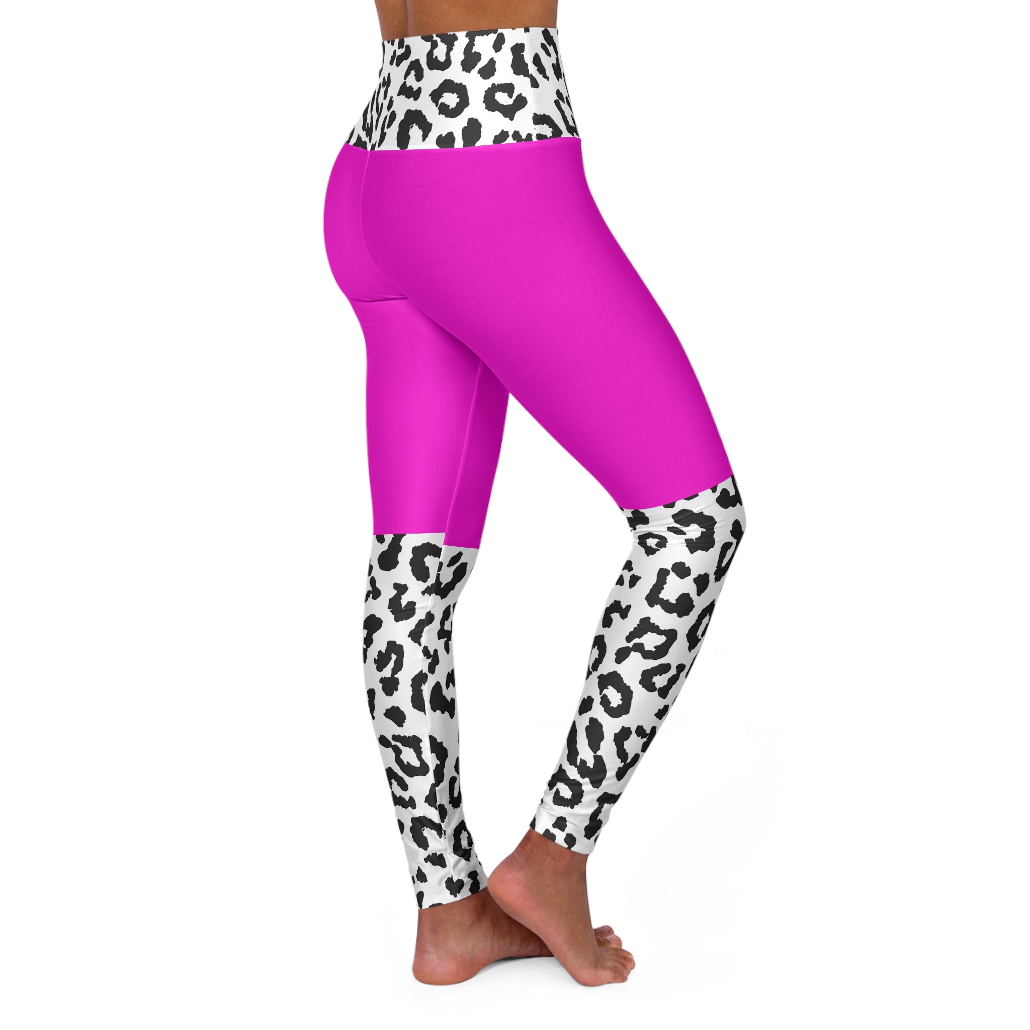 High waisted Yoga Leggins in Leo und Pink