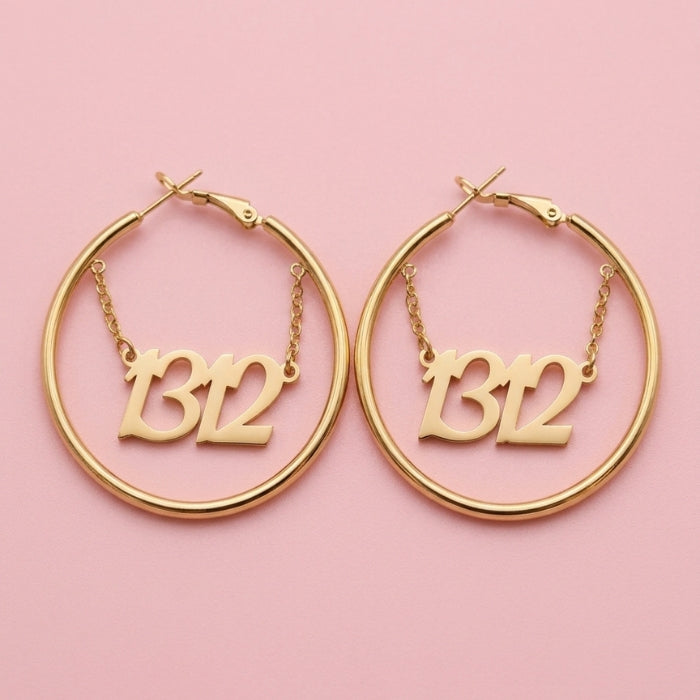 1312 Ohrringe aus Edestahl in Gold, 40mm von Bling Bling Feministas