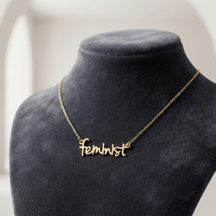 feminist - Statement politische Halskette in silber und gold von Bling Bling Feministas