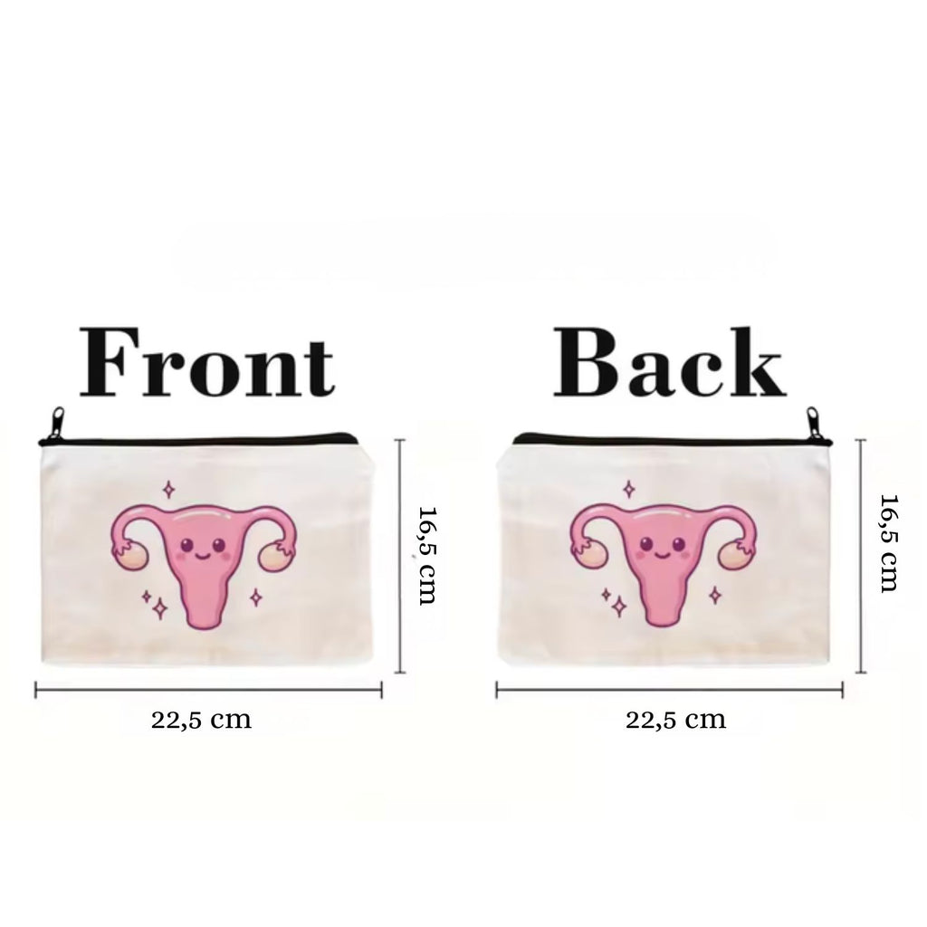 Gebärmutter Cuterus Täschchen aus Polyester - weiß mit rosa / Bling Bling Feministas