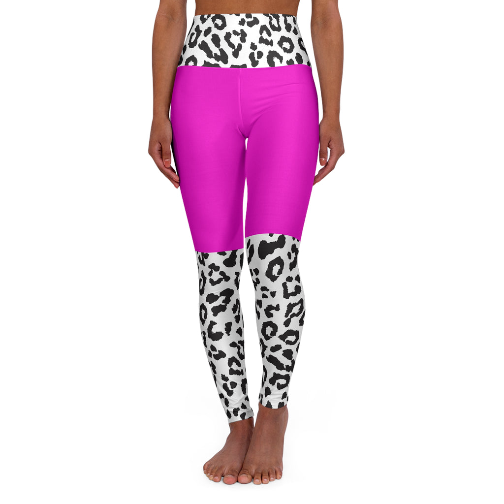 High waisted Yoga Leggins in Leo und Pink