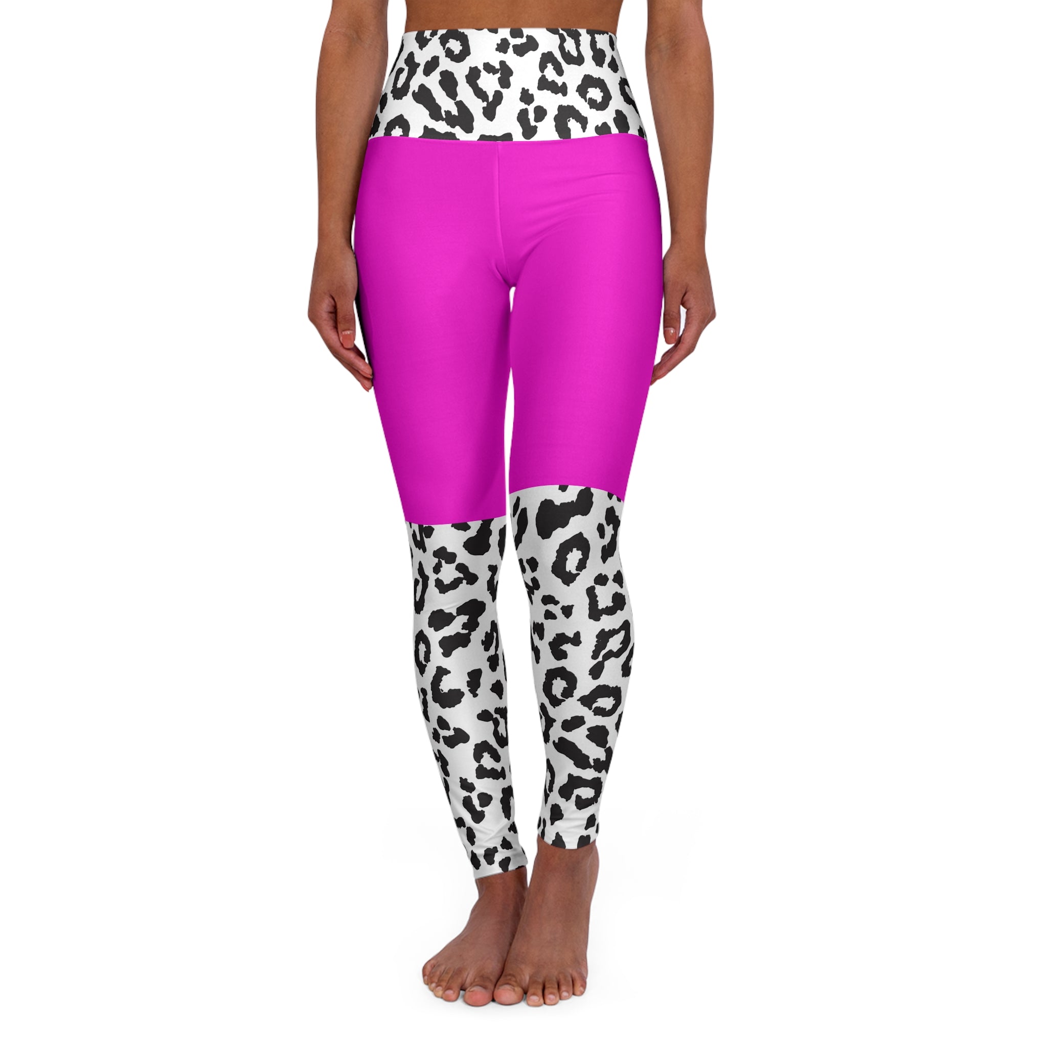 High waisted Yoga Leggins in Leo und Pink