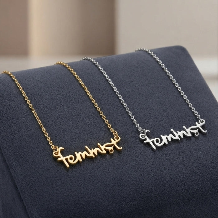 feminist - Statement politische Halskette in silber und gold von Bling Bling Feministas