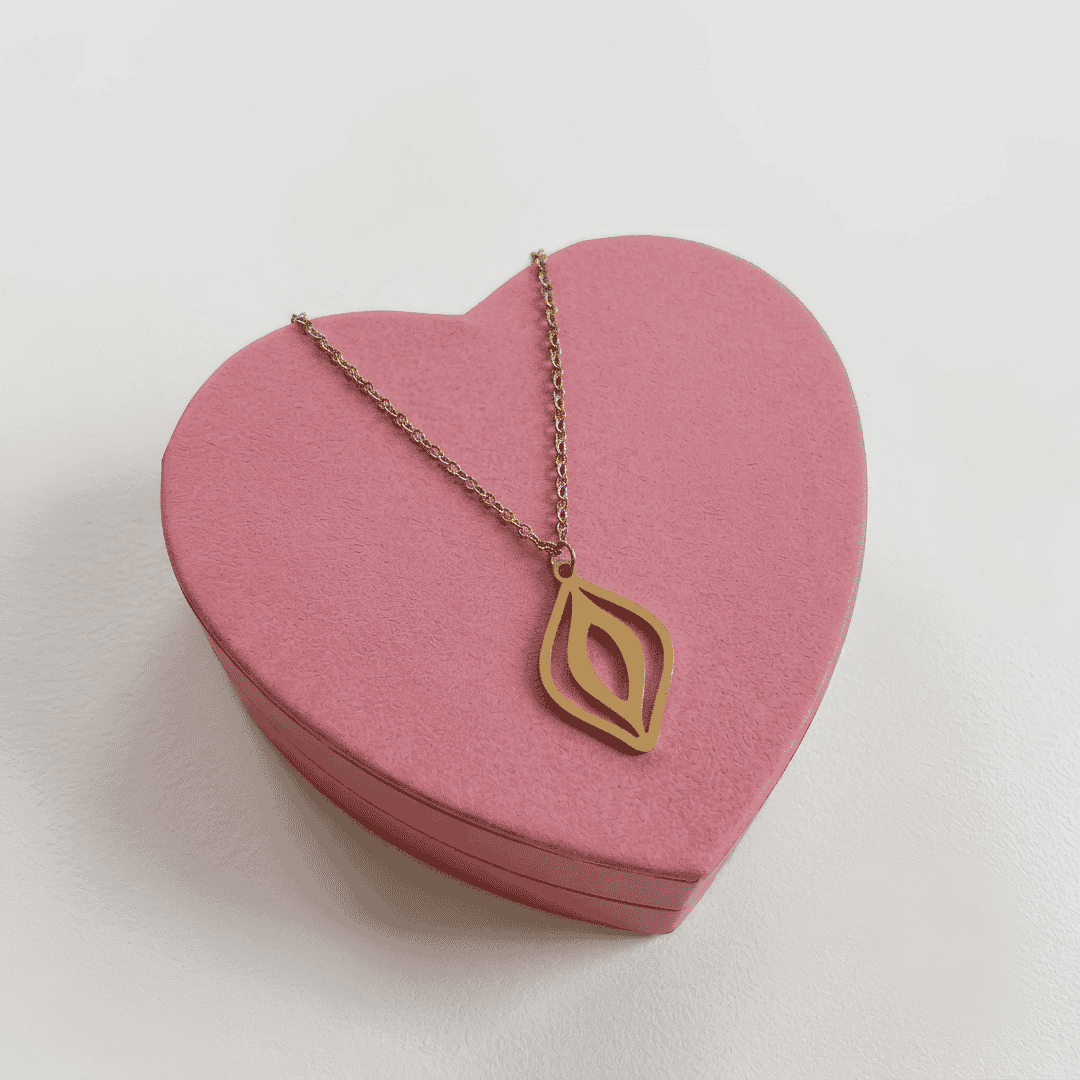 Feministische Vulva-Kette in Silber auf schwarzer Schmuckbox – Statement-Schmuck von Bling Bling Feministas