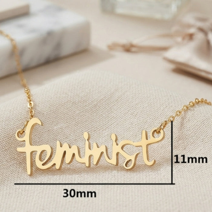feminist - Statement politische Halskette in silber und gold von Bling Bling Feministas