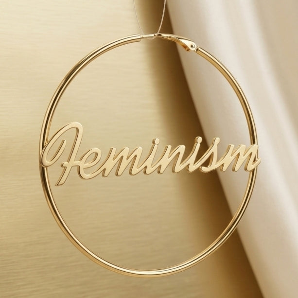 Feminism Creolen Hänger Ohrringe Gold
