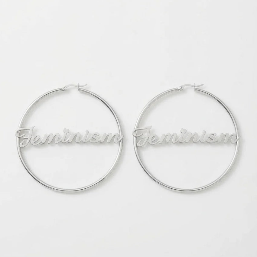 Feminism Creolen in Silber mit Herzchen von Bling Bling Feministas