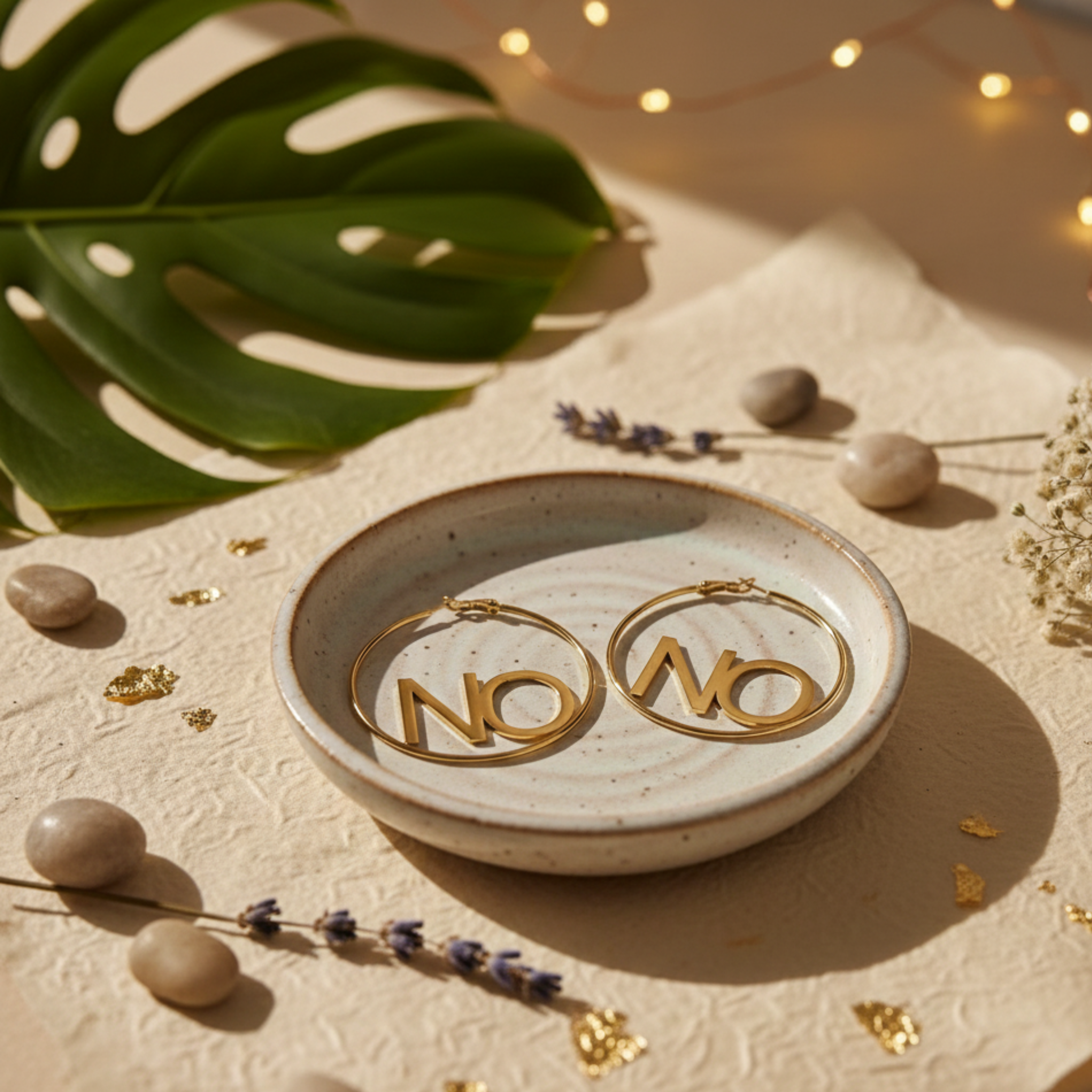 NO - NO  Feministische Ohrringe in Gold