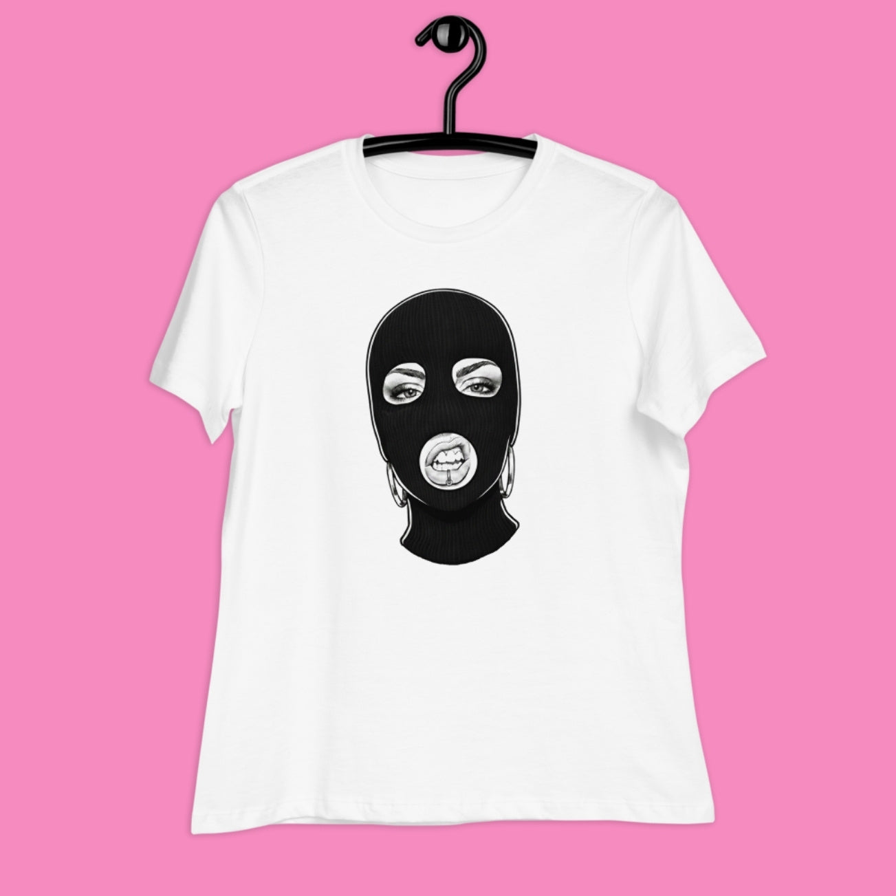 Lockeres weißes Damen-T-Shirt mit feministischem Hassi-Print – Bling Bling Feministas