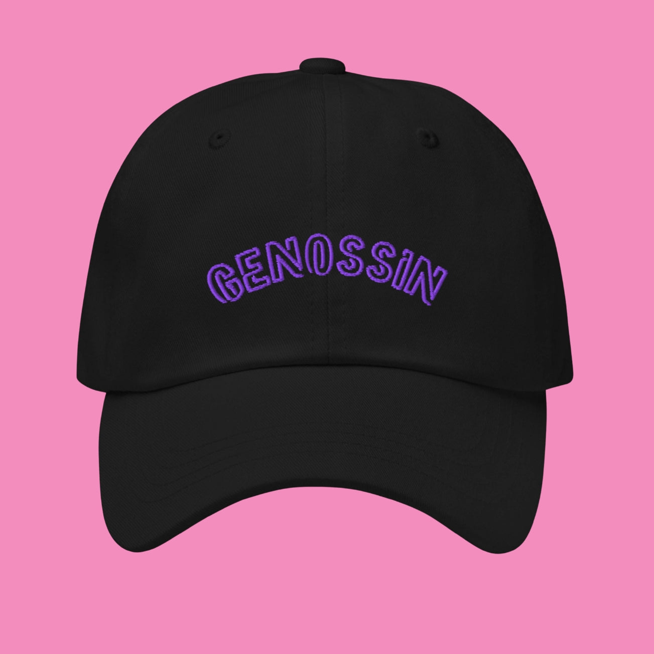Genossin Baseball Cap Schwarz – bestickte feministische Cap, Vorderansicht, Bling Bling Feministas