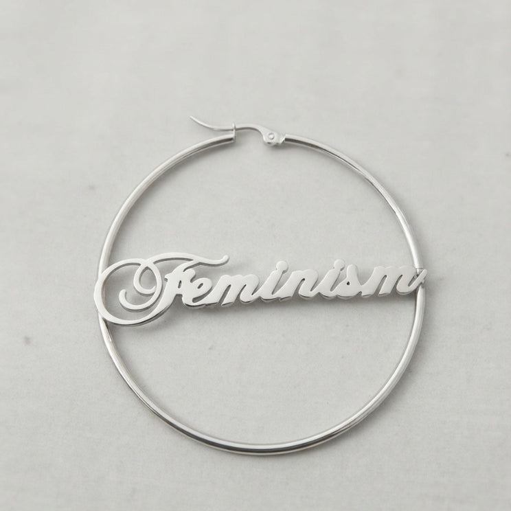 Feminism Ohrringe Edelstahl Silber von Bling Bling Feministas