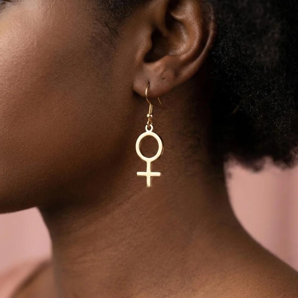 Venus Symbol Ohrringe Edelstahl – Gold - Bling Bling Feministas
