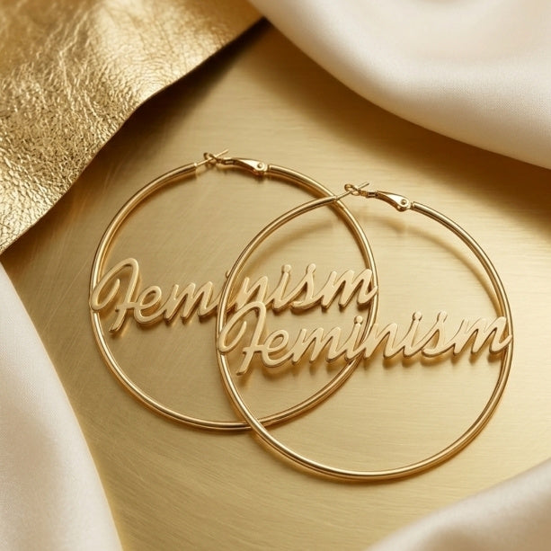 Feminism Creolen Hänger Ohrringe Gold
