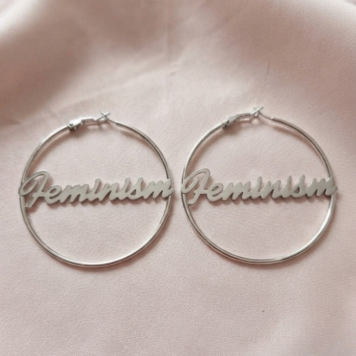 Feminism Creolen in silber aus Edelstahl von Bling Bling Feministas