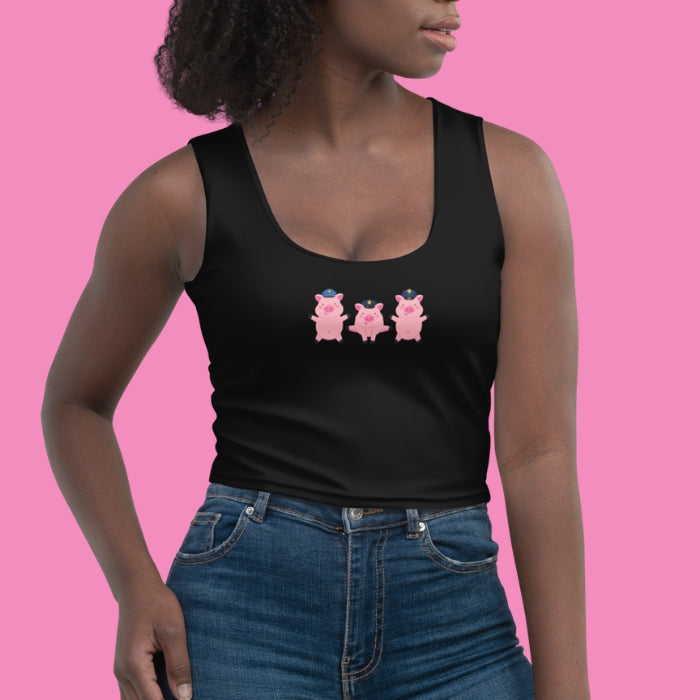 3 kleine Bullenschweinchen Crop Top in Schwarz von Bling Bling Feministas