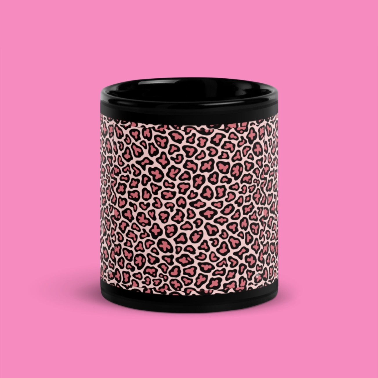 Leo Print Tasse Schwarz 15 oz – feministische Keramiktasse mit glänzender Glasur – Bling Bling Feministas