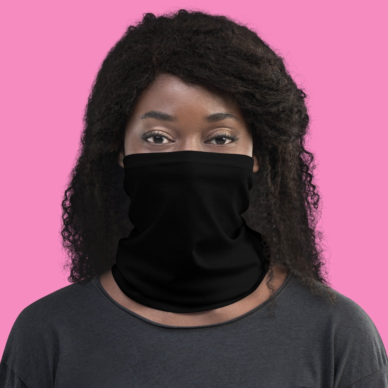 Schwarzes Multifunktionstuch mit feministischem Print – vielseitiger Schlauchschal aus Polyester-Stretch – Bling Bling Feministas