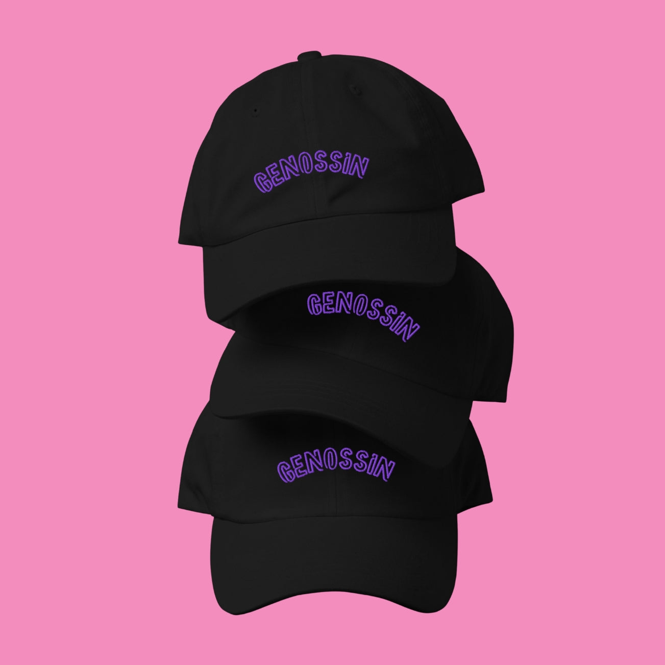 Genossin Baseball Cap Schwarz – bestickte feministische Cap, Vorderansicht, Bling Bling Feministas