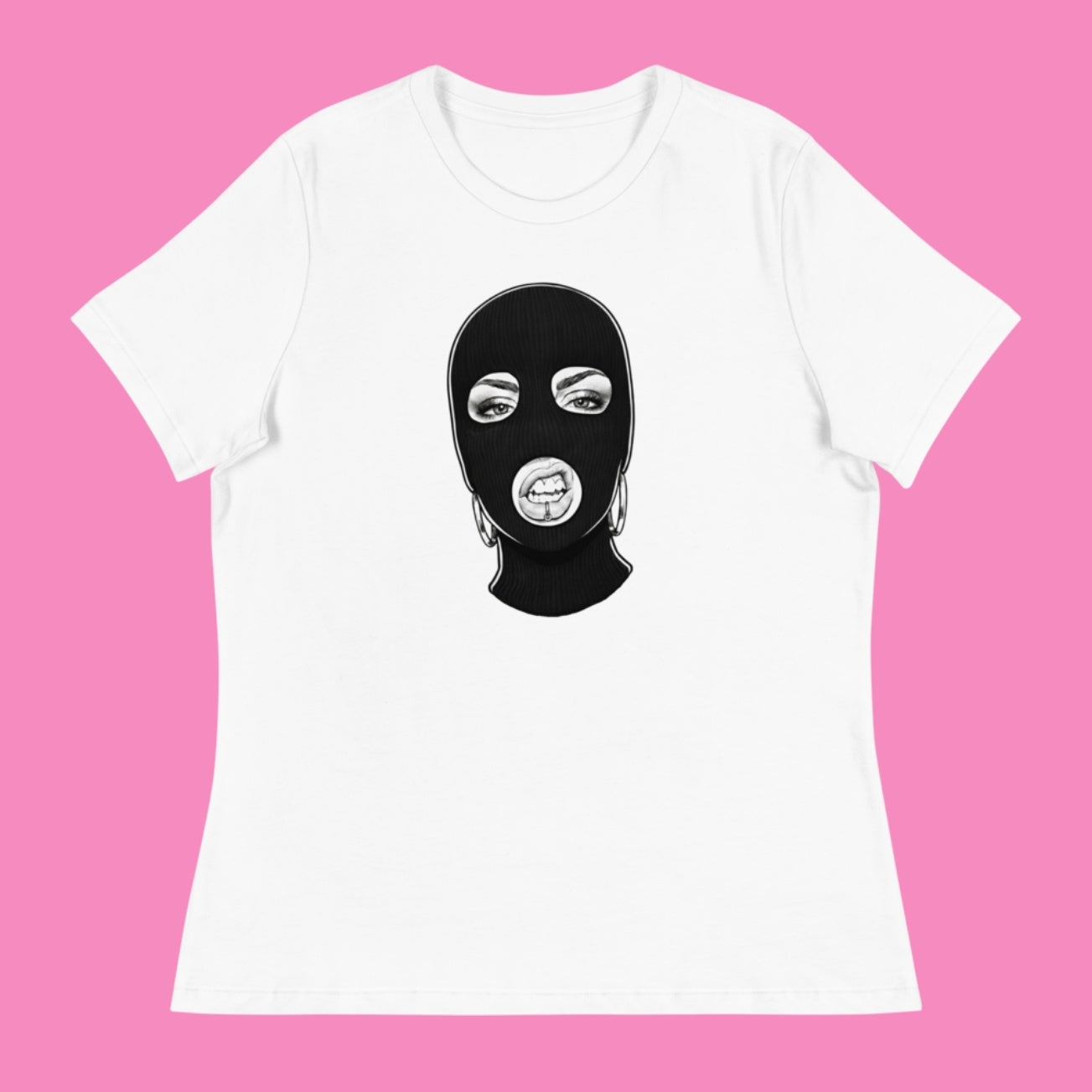Lockeres weißes Damen-T-Shirt mit feministischem Hassi-Print – Bling Bling Feministas