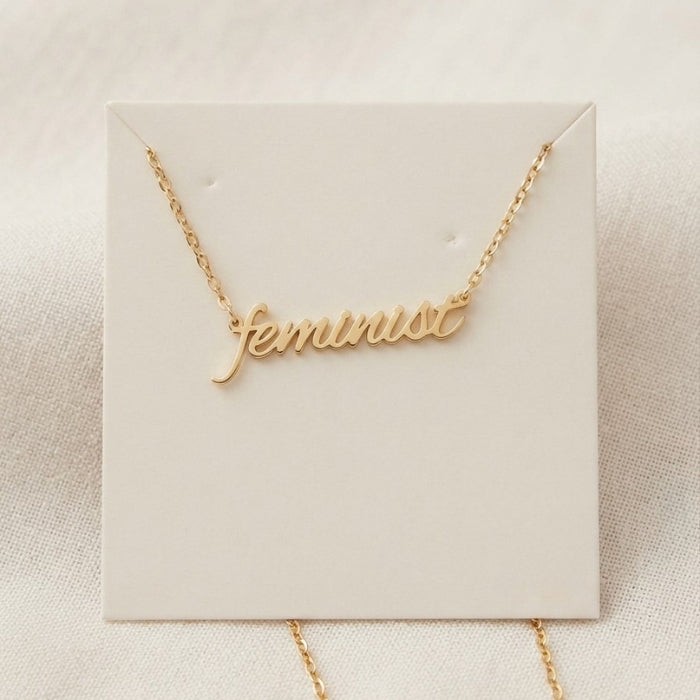 feminist - Feministische Halskette aus Edelstahl in Gold oder Silber