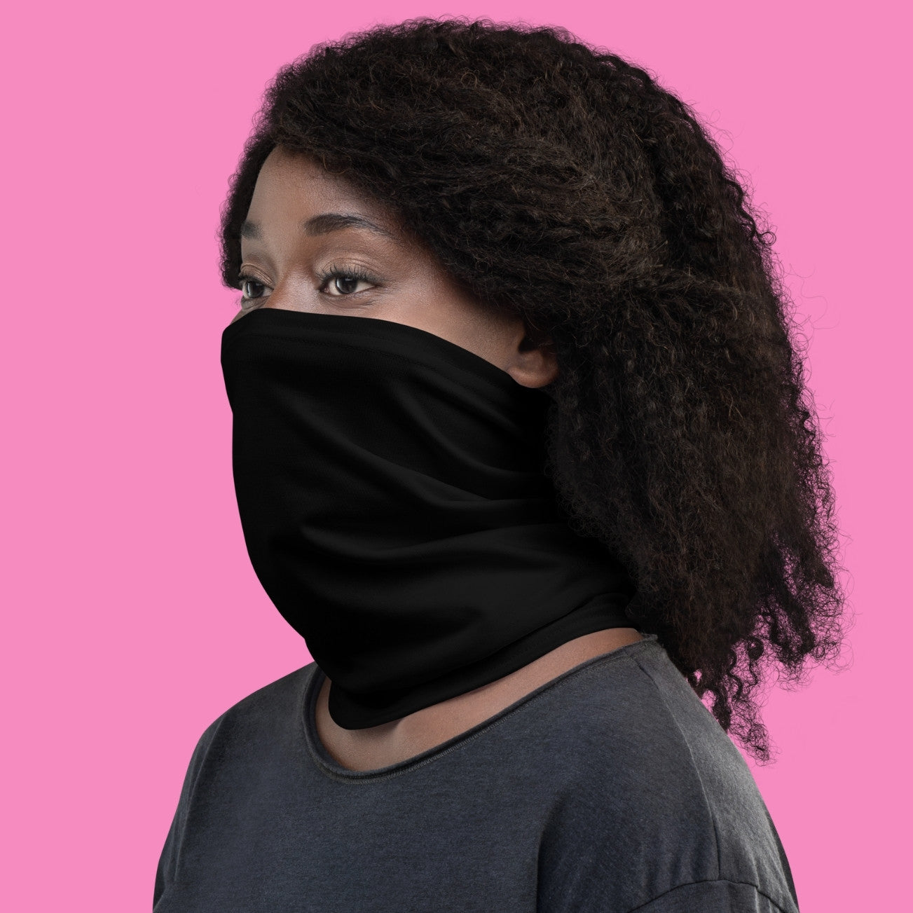Schwarzes Multifunktionstuch mit feministischem Print – vielseitiger Schlauchschal aus Polyester-Stretch – Bling Bling Feministas