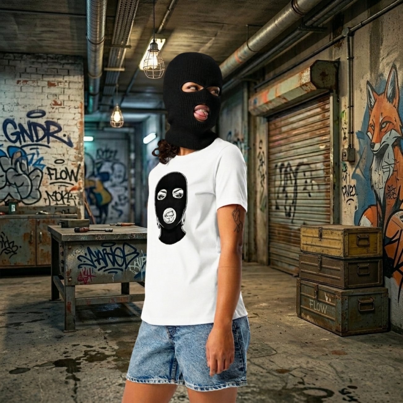 Lockeres weißes Damen-T-Shirt mit feministischem Hassi-Print – Bling Bling Feministas