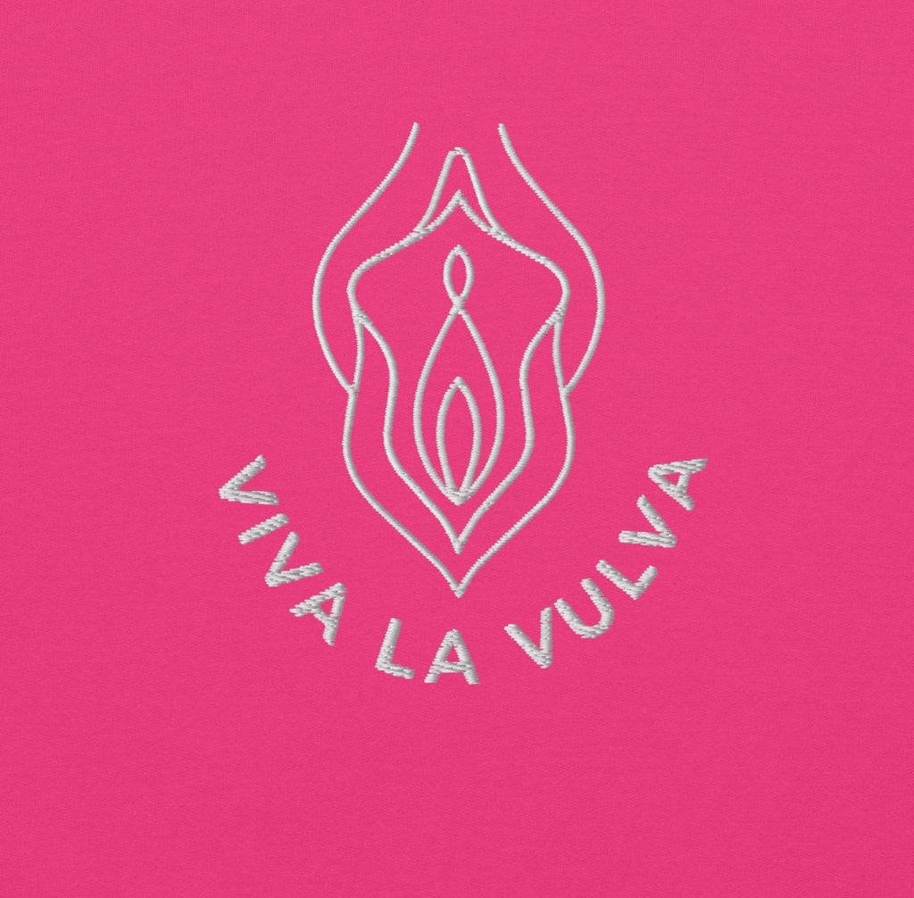 Viva la Vulva Sweatshirt in Schwarz – Vorderansicht, feministischer Pullover, Bling Bling Feministas