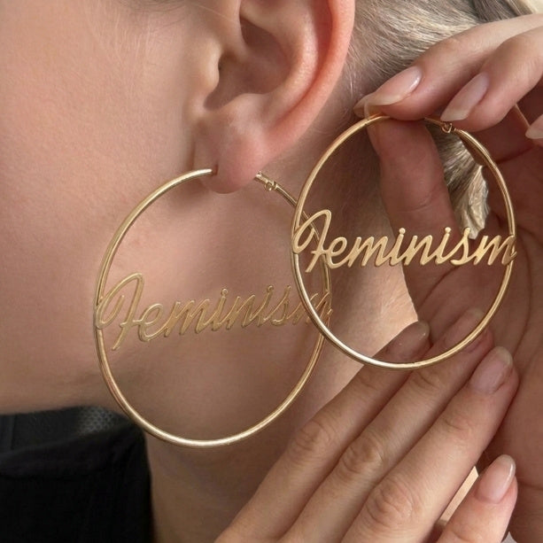 Feminism Creolen Hänger Ohrringe Gold