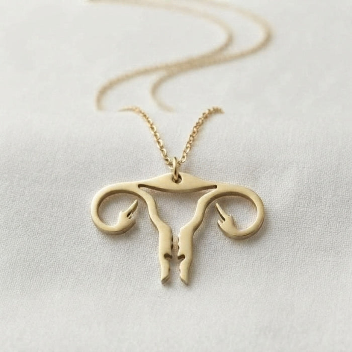 Uterus mit Mittelfinger Halskette in gold und silber von Bling Bling Feministas