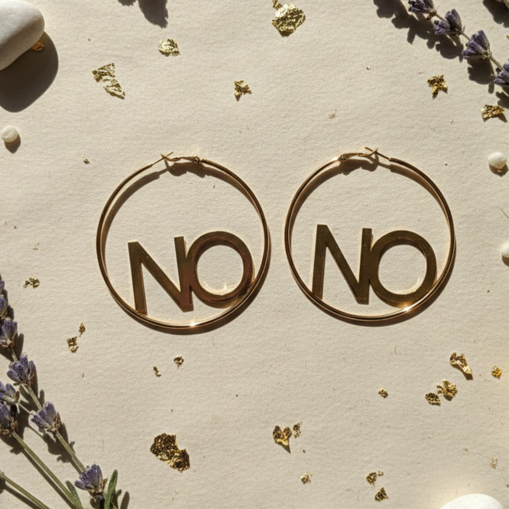 NO - NO  Feministische Ohrringe in Gold