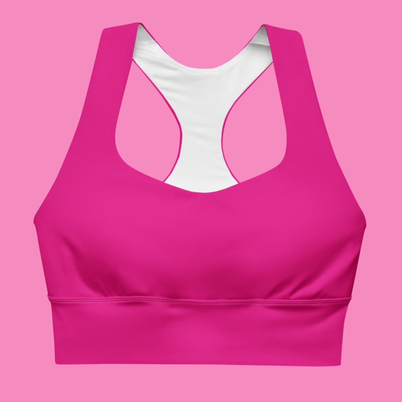 Not Your Babe Longline Sport-BH in Pink – feministischer Recycling-Sportbra mit Aufdruck – Bling Bling Feministas
