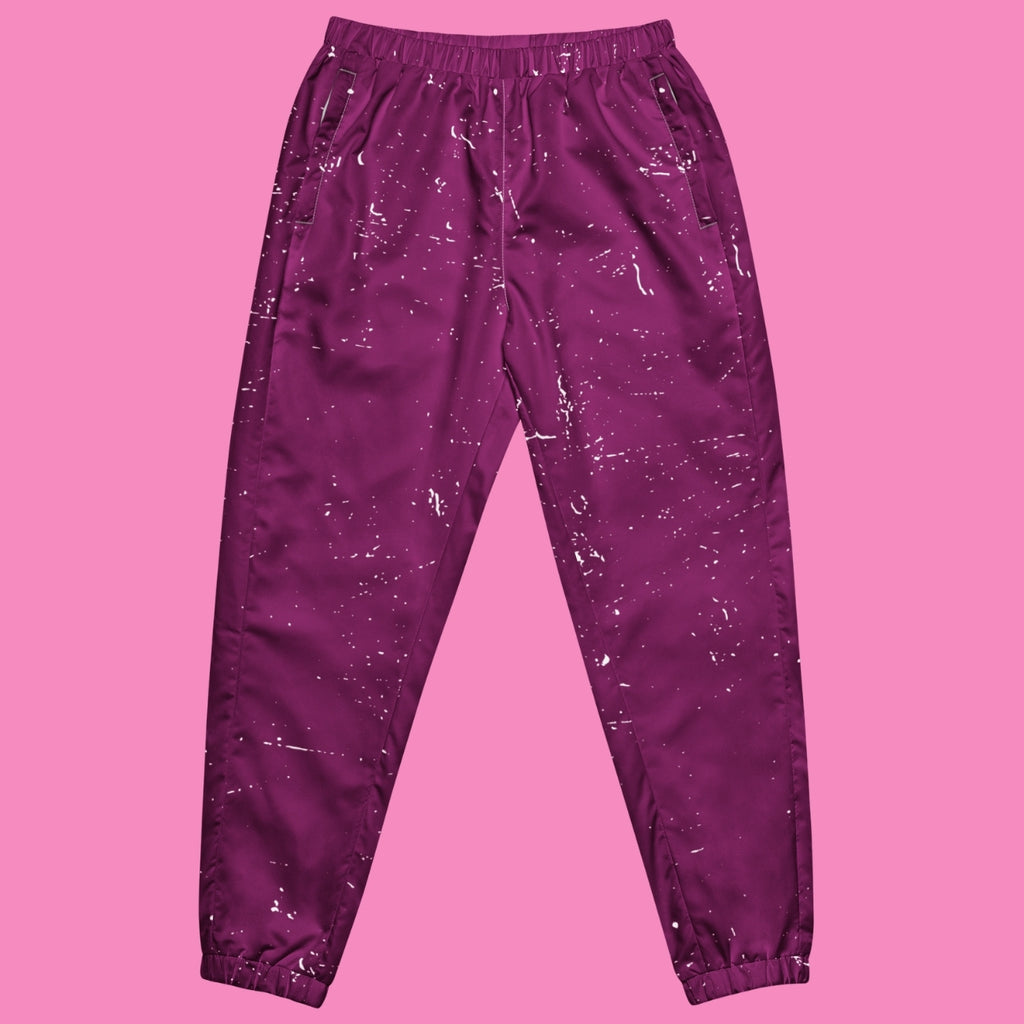 Feministische Trainingshose in Pink und Lila mit All-Over-Print – leichte Jogginghose aus Polyester – Bling Bling Feministas