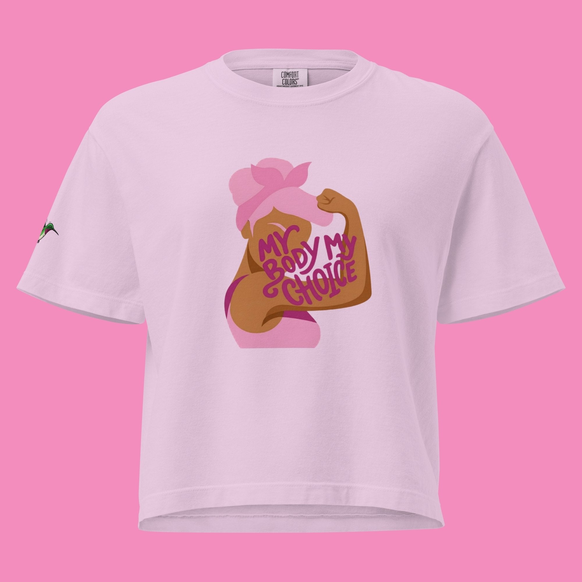 My Body My Choice – Feministisches Boxy T-Shirt in Orchidee, Vorderansicht