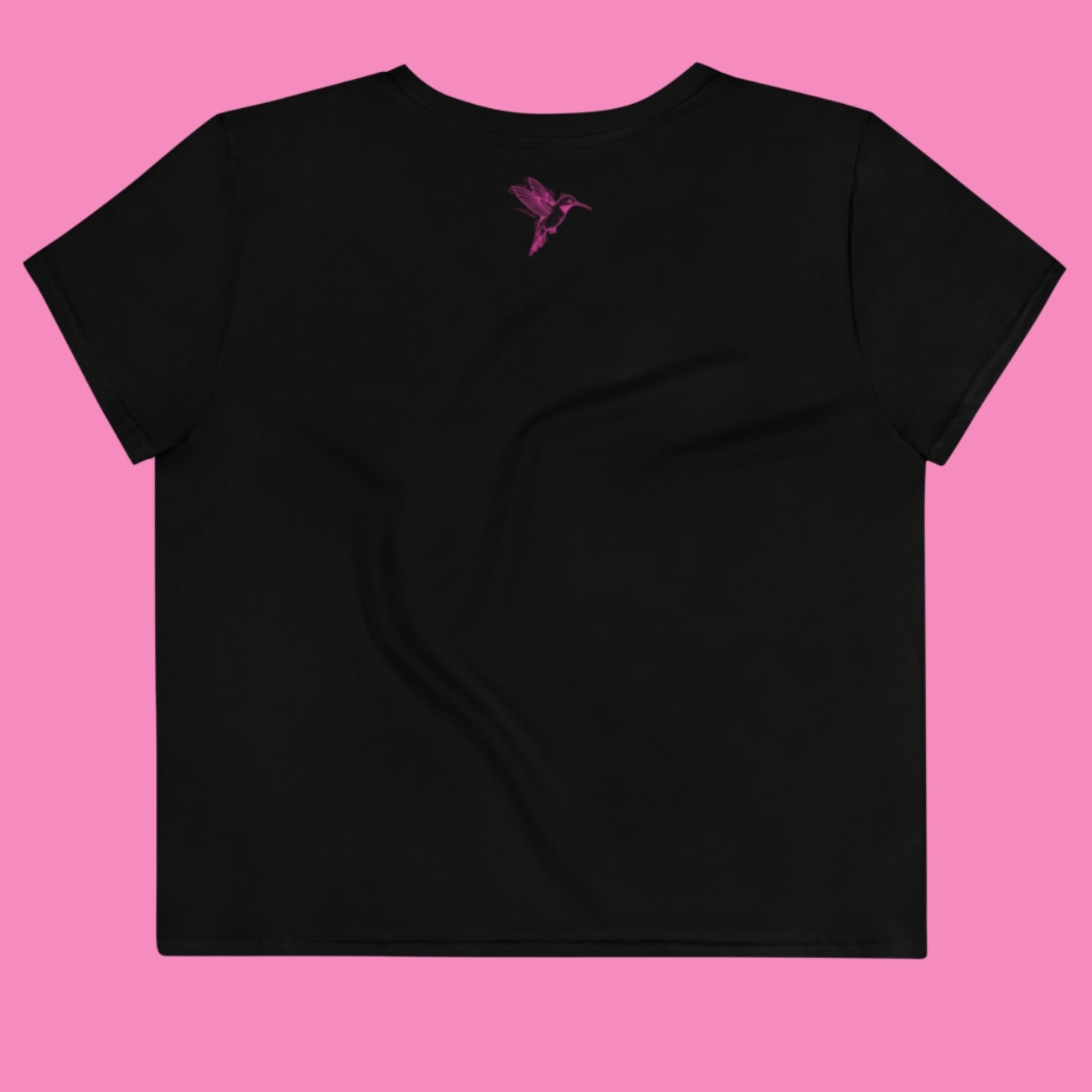 Boss Bitch Crop-Top in Schwarz mit rosa/pinkem Aufdruck – feministisches bauchfreies Shirt aus Polyester-Stretch – Bling Bling Feministas
