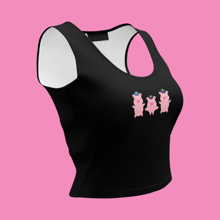 3 kleine Bullenschweinchen Crop Top in Schwarz von Bling Bling Feministas