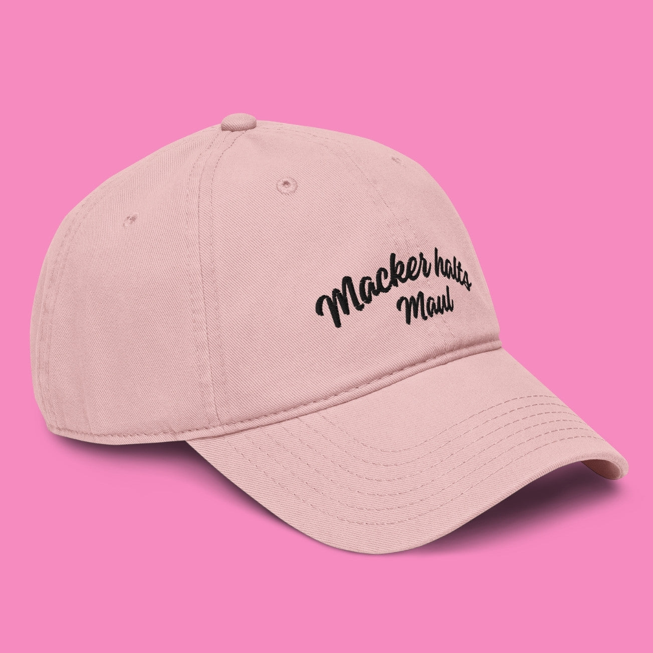 Rosa Baseballkappe mit Stickerei "Macker halts Maul" – Bling Bling Feministas