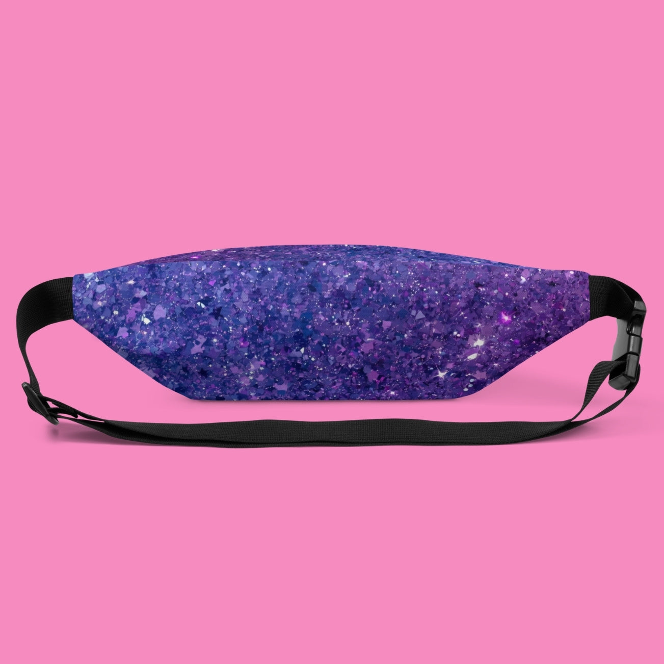 Gürteltasche in Lila mit Glitzer-Diamant-Print – feministische Festival-Bauchtasche aus Polyester – Bling Bling Feministas