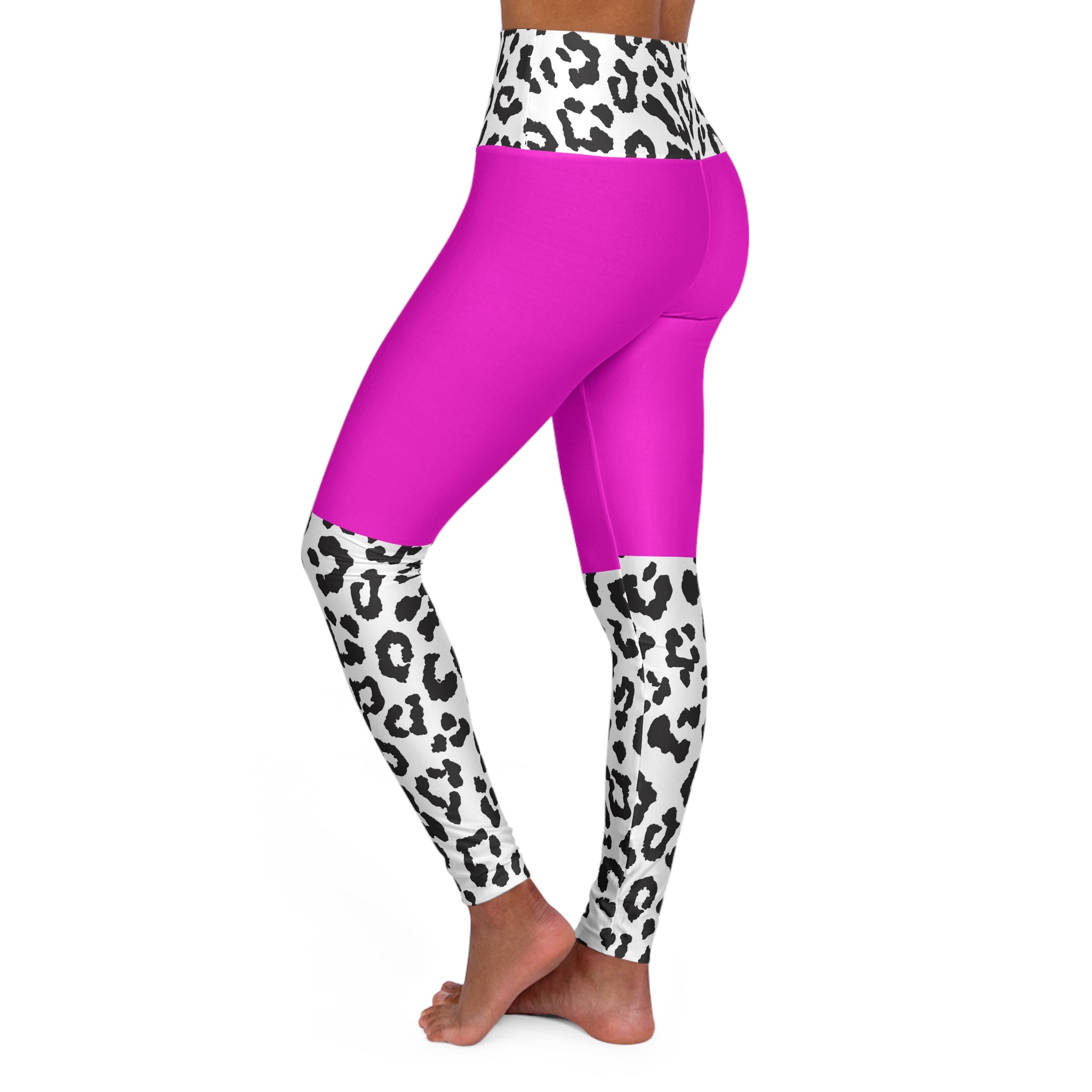High waisted Yoga Leggins in Leo und Pink