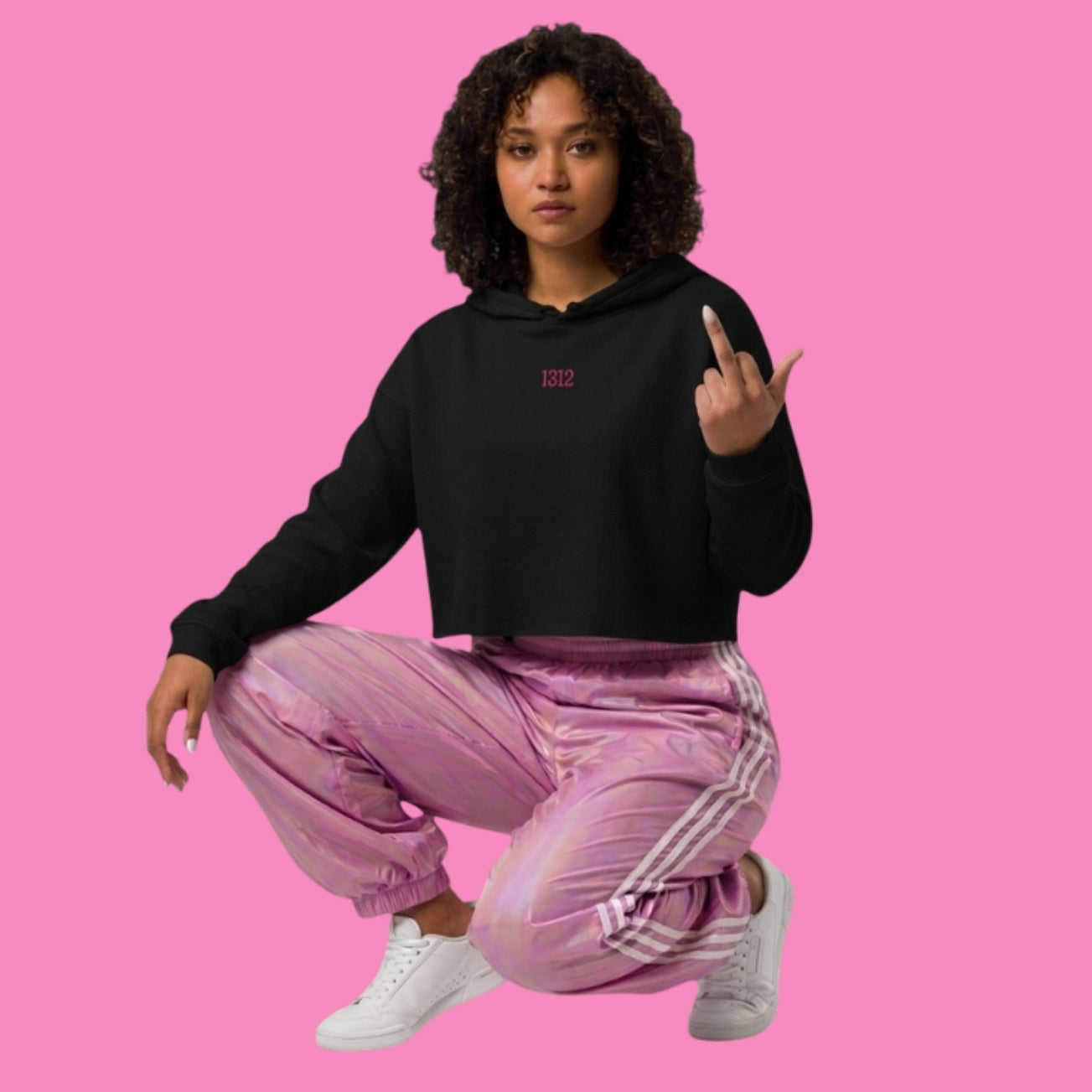 1312 Crop Pullover schwarz Bling Bling Feministas