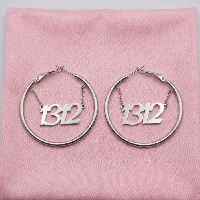 1312 Hänge-Creolen in Silber aus Edelstahl – politische Statement-Ohrringe  – Bling Bling Feministas