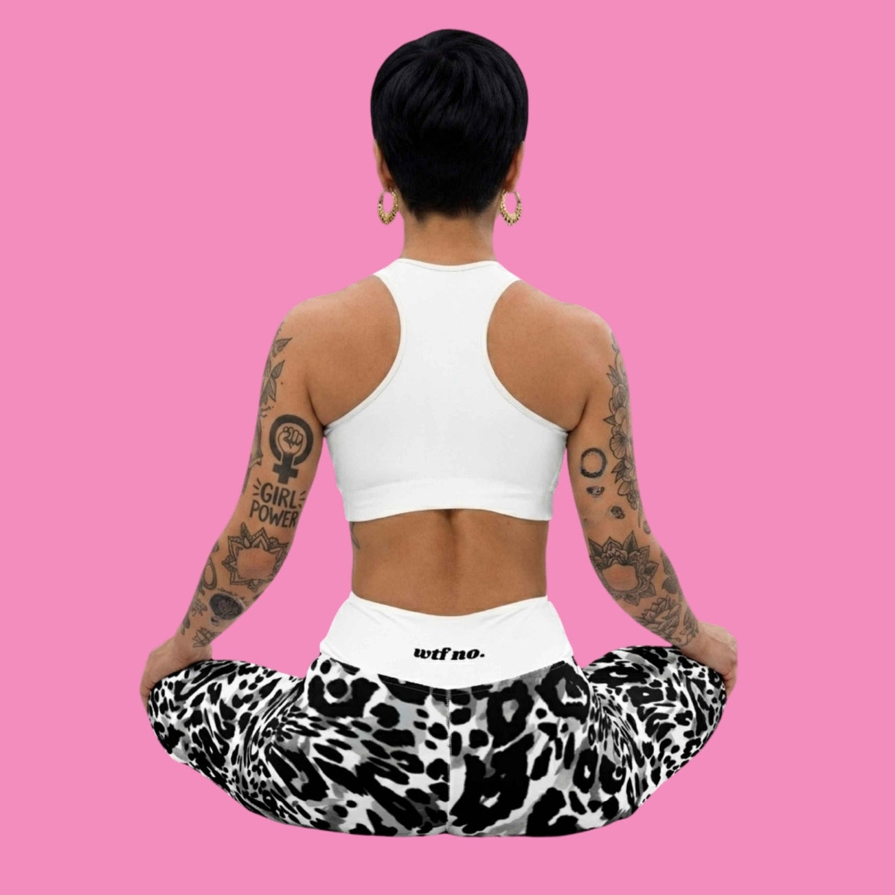 wtf no. Leggings Leo Print – hoch tailliert, recyceltes Material, Bling Bling Feministas
