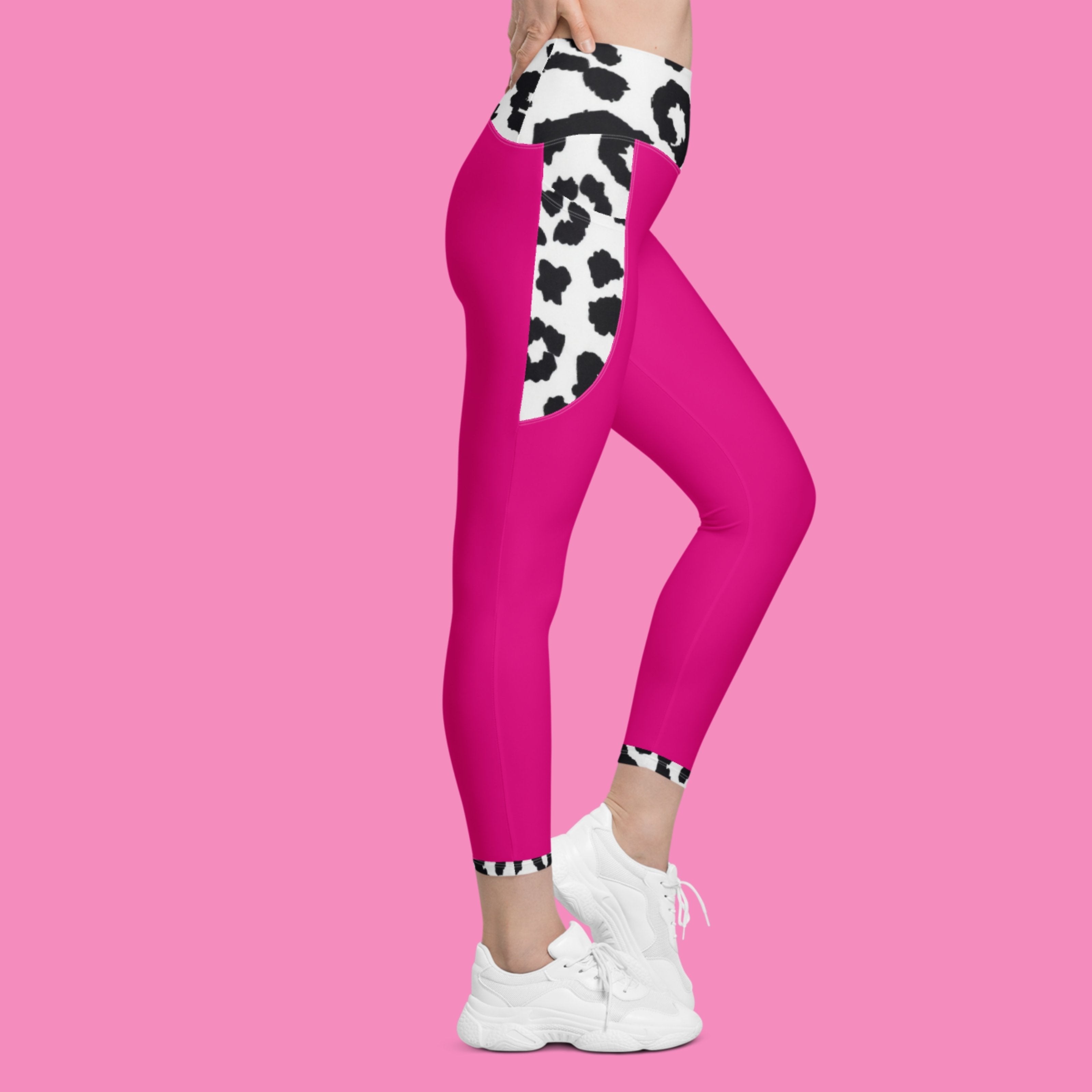 Recycelte Leo Leggings mit hohem Bund und Seitentaschen – Detailansicht