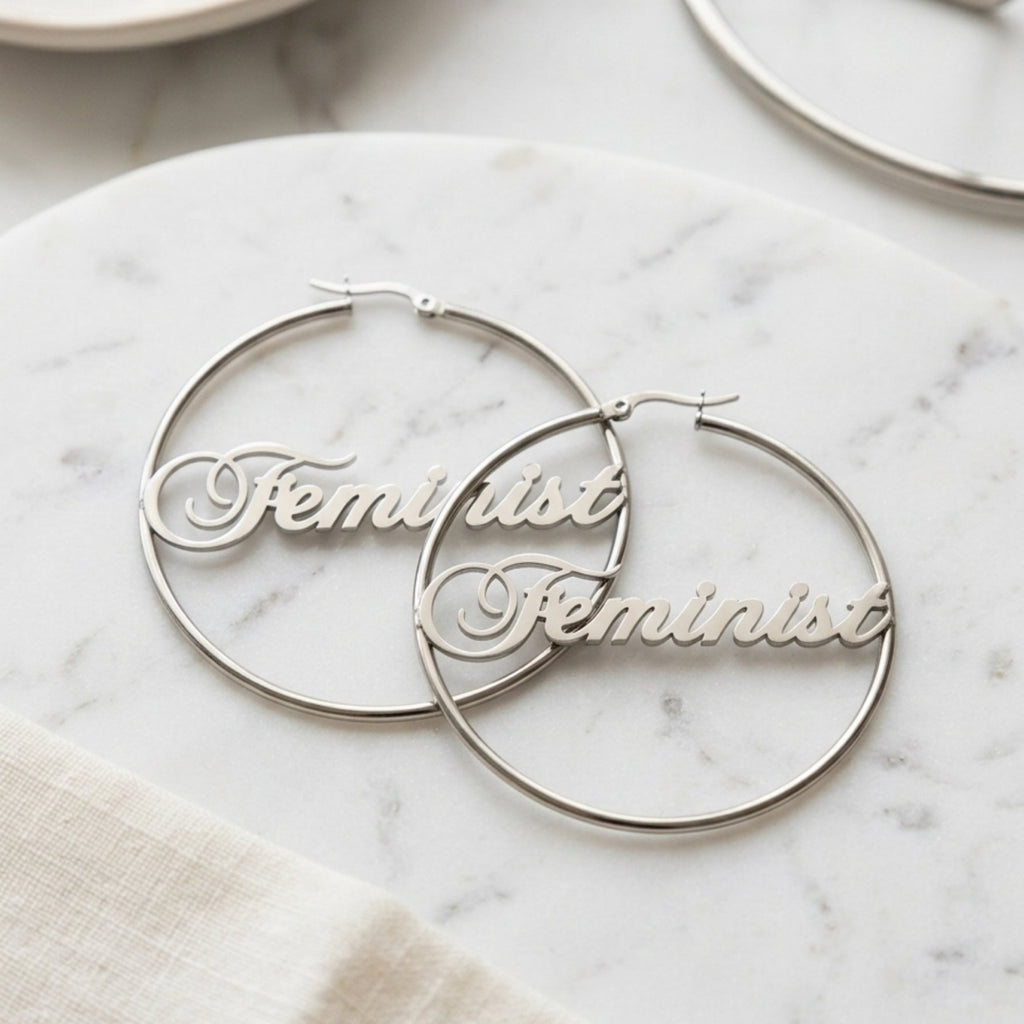 Feminist Hoops Silver