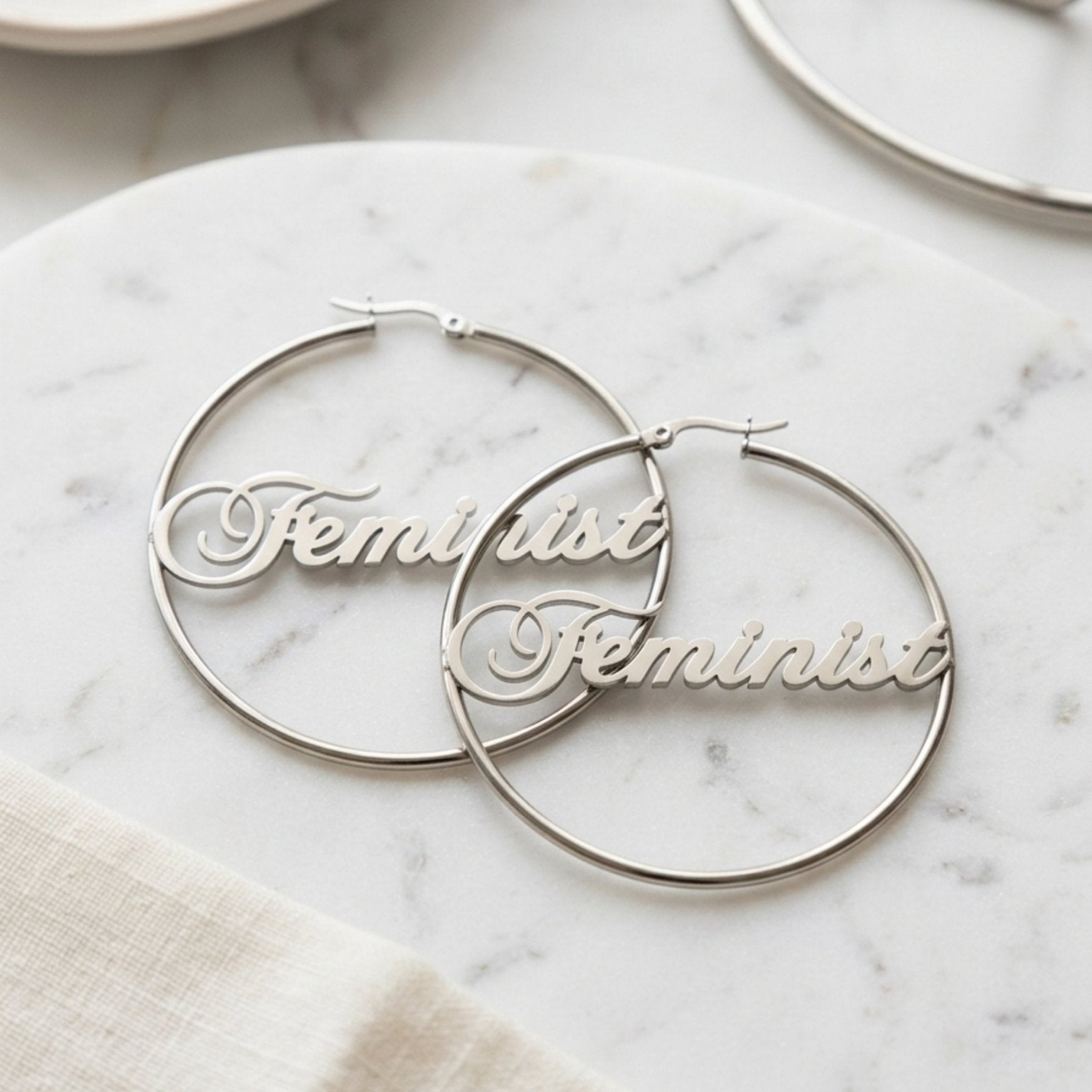 Feminist Hoops Silver
