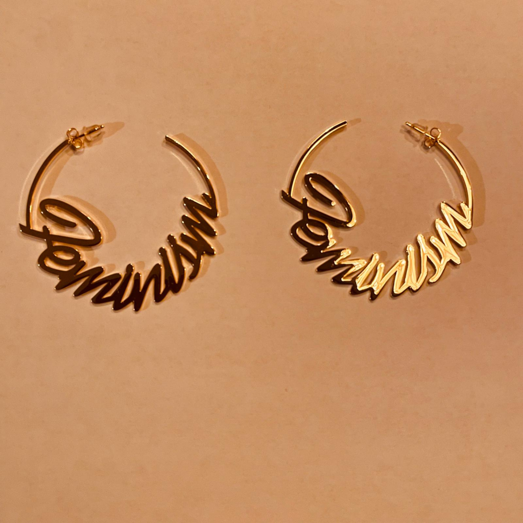Feminism Creolen Hoops Gold – Feministische Edelstahl-Ohrringe